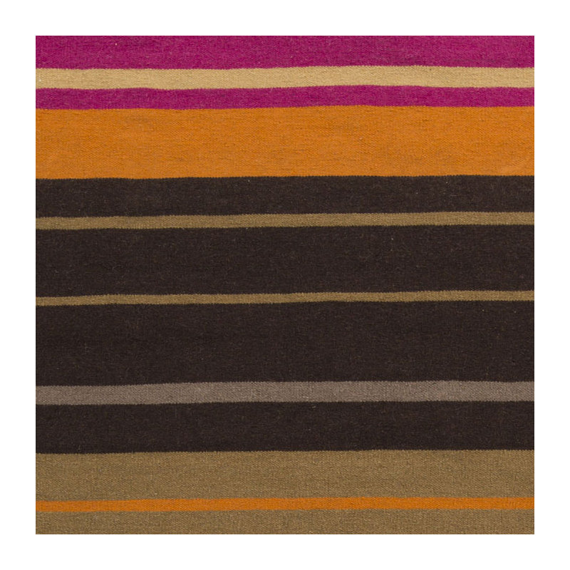 Tapis noir / orange / brun en laine tissée à la main Evelynn, Rectangle 3 pi 3 po x 5 pi 3 po