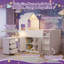 Charmant lit mezzanine simple de style maison avec bureau coulissant coulissant, armoires encastrées et tiroirs pour une chambre d'enfant peu encombrante-2070164330