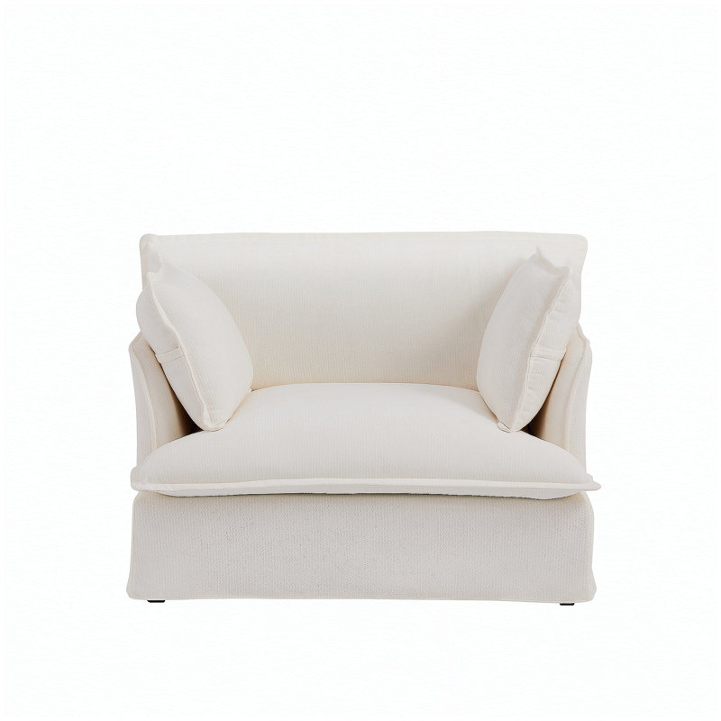 Fauteuil d'appoint surdimensionné de 47,2 po avec port double, base et accoudoirs de conception moderne, coussins décoratifs, siège profond et large, canapé simple confortable semblable à un nuage, fauteuil en chenille pour le salon et l’appartement