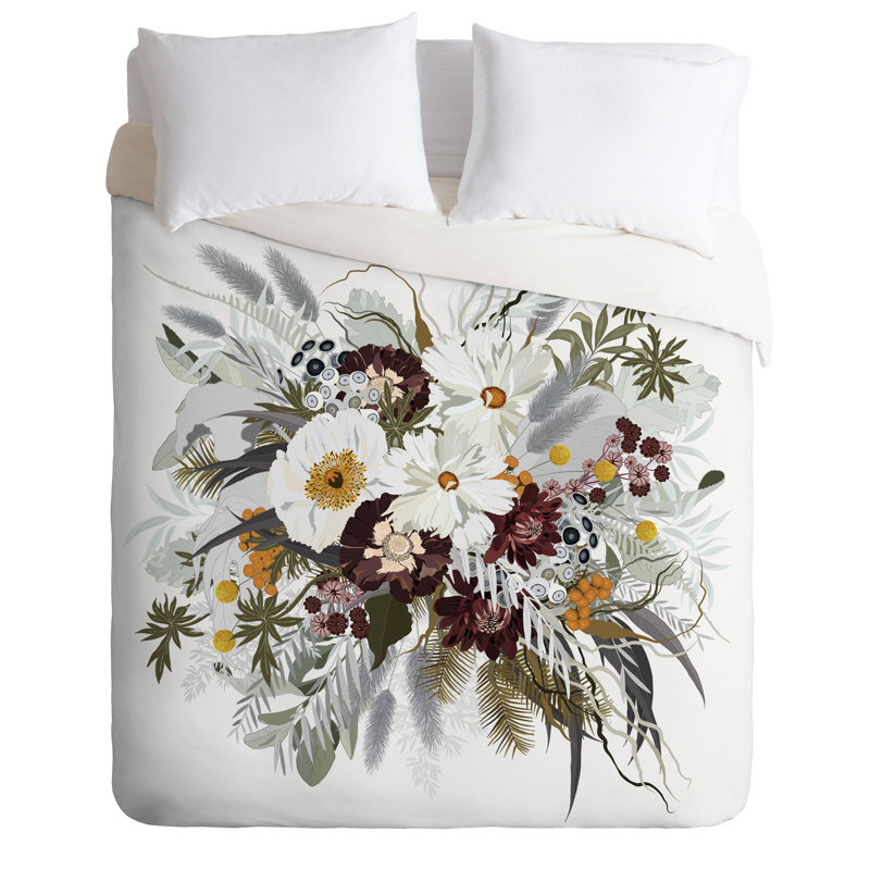 Polyester Floral Duvet Cover, Twin Duvet Cover + 1 Sham