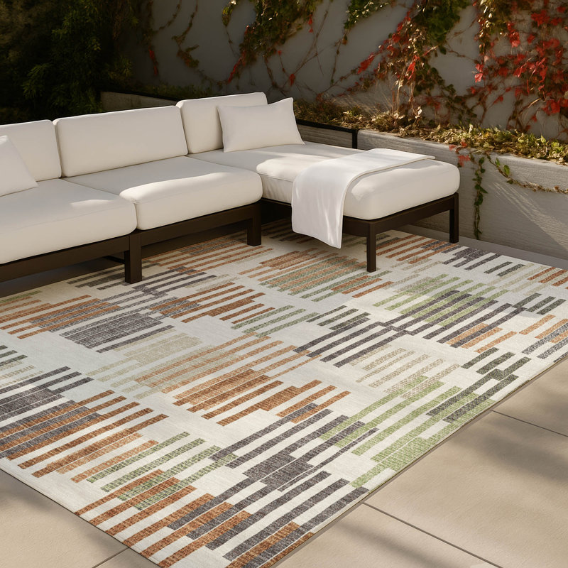 Tapis intérieur / extérieur lavable à la machine Chantille ACN2598, Ivoire ivoire, 9 pi x 12 pi