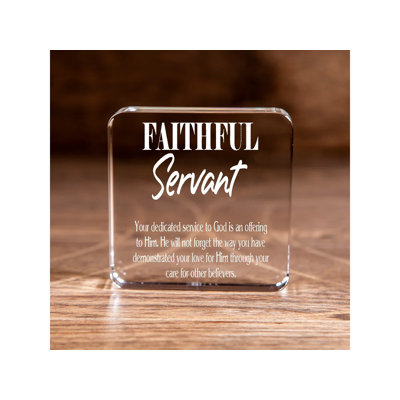 Jiyanna Hebrews 6:10 & Philippians 2:17 The Faithful Servant Large Square Crystal Paperweight Christian