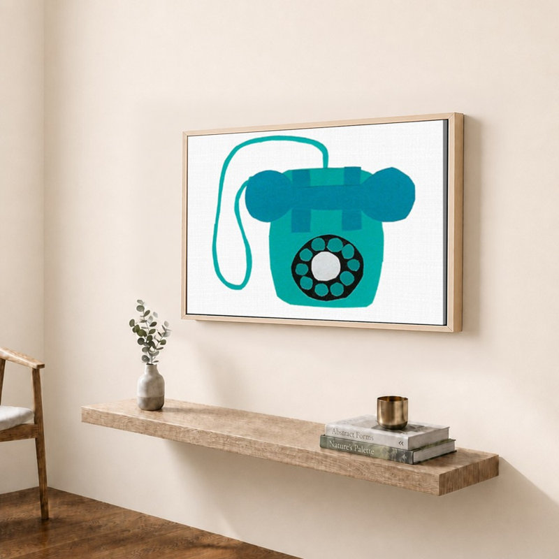 «Retro Téléphone Blue» par Jen Bucheli - Impression sur toile