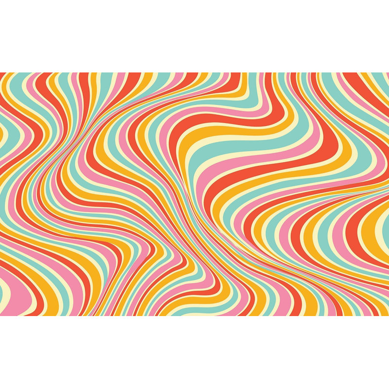 Premium Peel & Stick Wall Mural - Psychedelic Waves, 120" W x 96" L