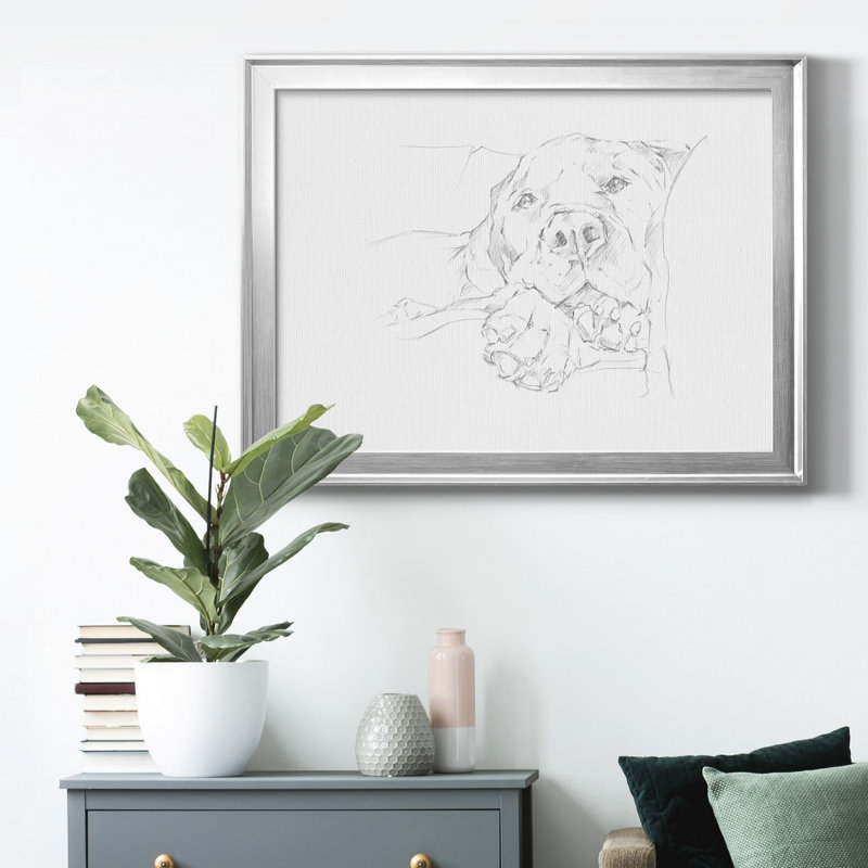 Lazy Dog I, Cadre argenté, H 26,5 po x l 36,5 po x P 1,25 po, Pas de tapis