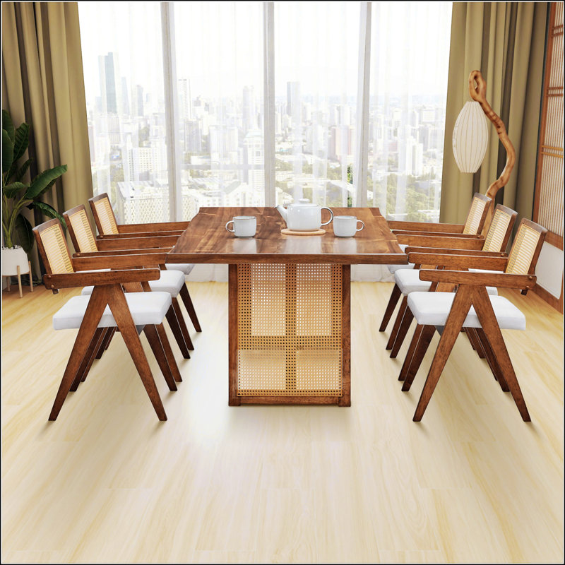 Rectangular Waves Dining Table, 29.53"H x 86.61"L x 39.37"W