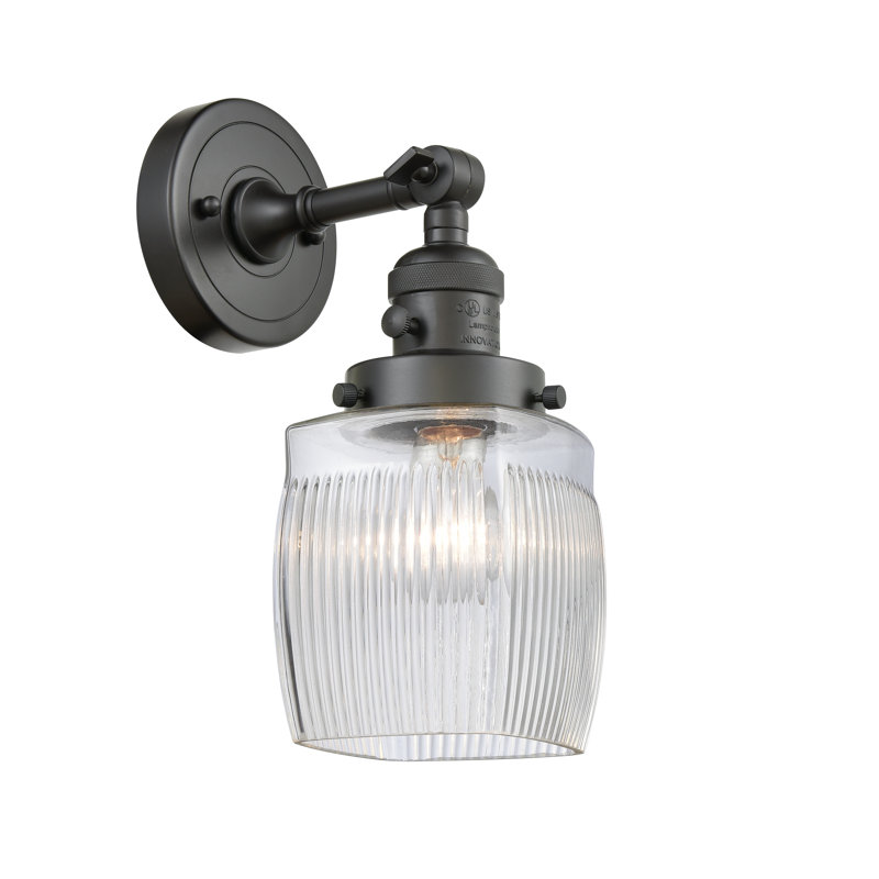 Mireya Armed Sconce, Clear Halophane, Oil Rubbed Bronze, 60 Watt Vintage Incandescent Bulb