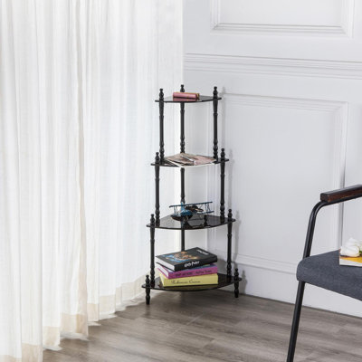 39" Tall 4-Tier Wooden Standing Corner Shelf