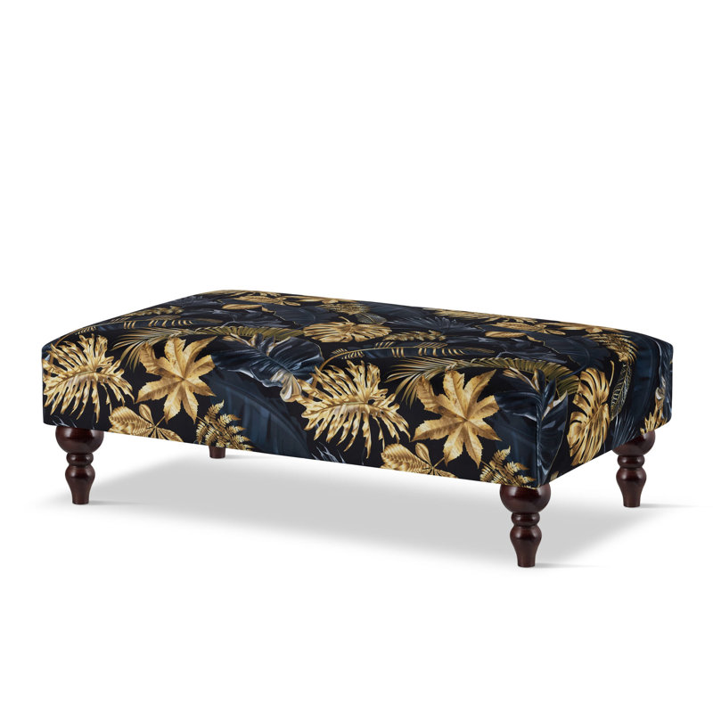 Jemotte Velvet Rectangle Striped Cocktail Ottoman