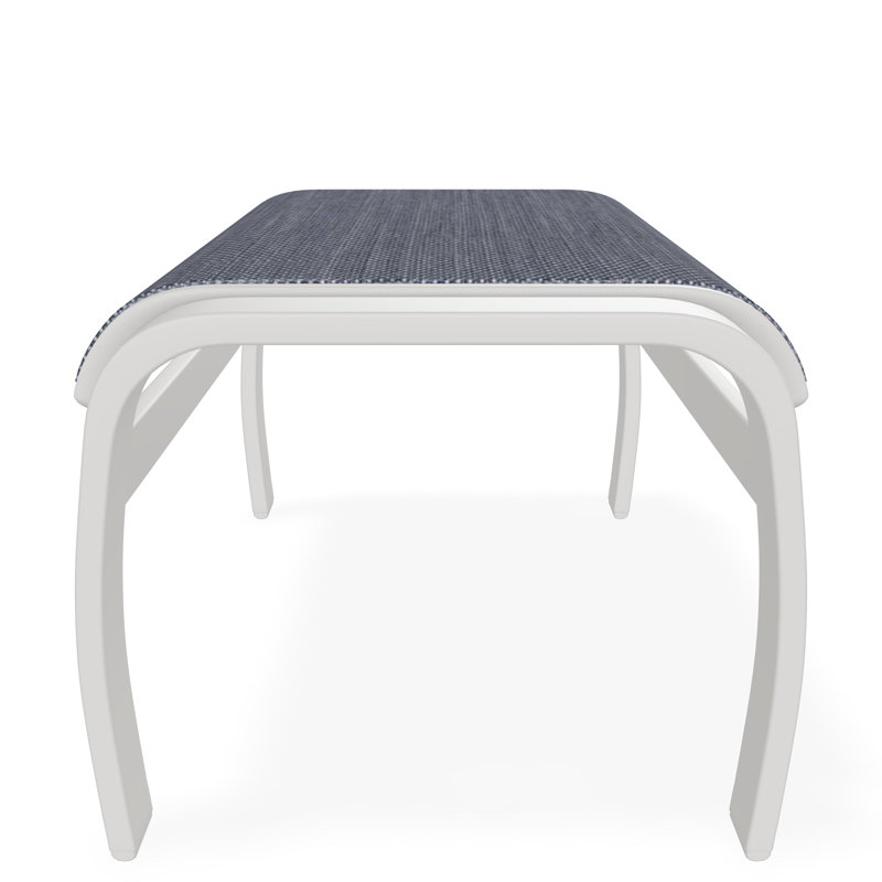 Belle Isle Sling Aluminum Frame Ottoman, Snow, Collect Indigo