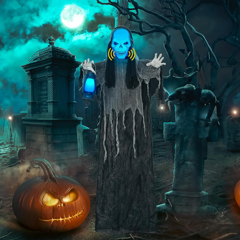 72" Hanging Interactive Reaper With Led And Sound Effects