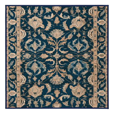 Machine Washable Persian Blue Area Rug