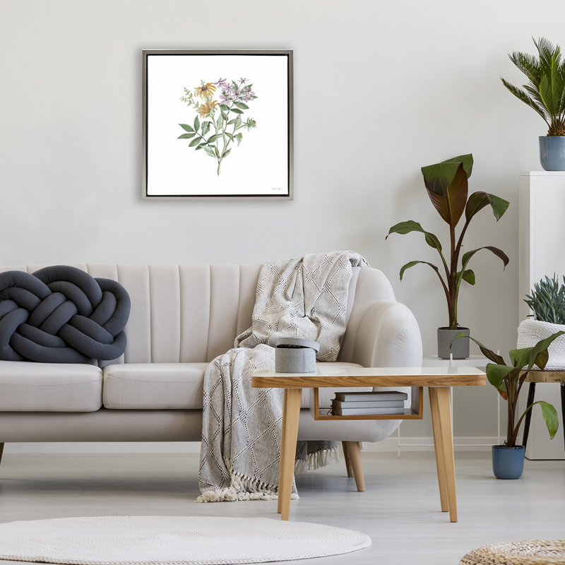 Cadre flottant Blooming Botanical Mix, design par Cindy Jacobs, Cadre flottant gris lustré, H 18 po x l 18 po