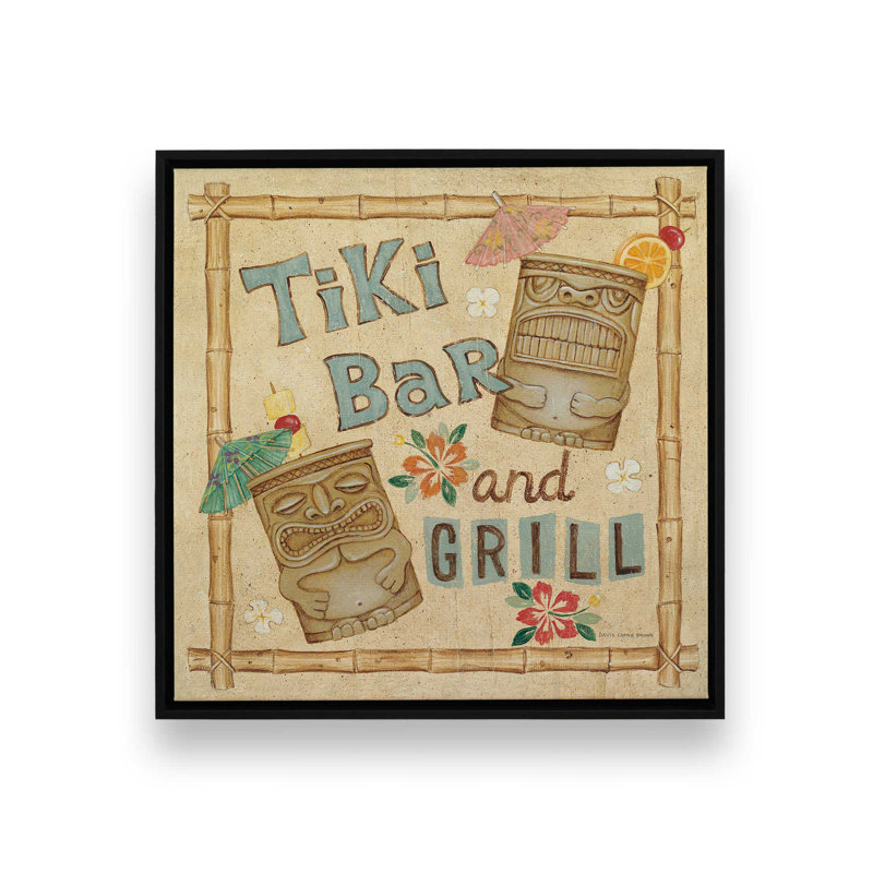 Impression sur toile Tiki Bar par David Carter Brown, H 20 po x l 20 po, Noir, Cadre flottant
