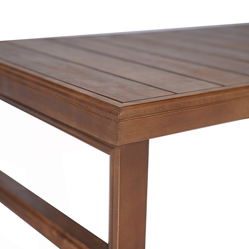 Table basse rustique à lattes et pieds de traîneau, Moka