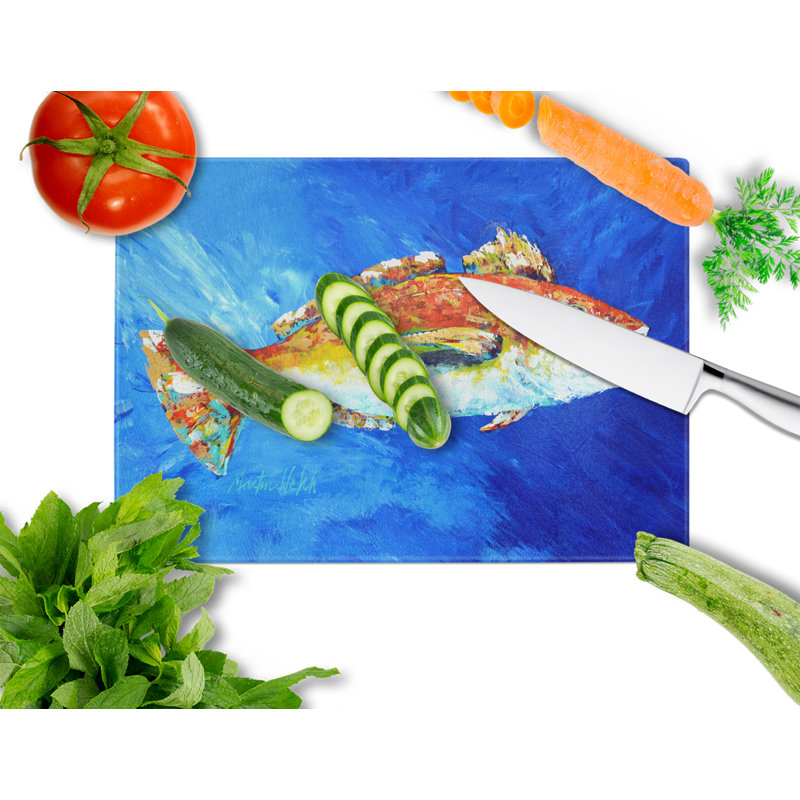 Caroline's Treasures Tempered Glass Fish Spin Cutting Board