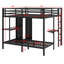 Lit superposé en métal avec garde-robe et bureau pliable