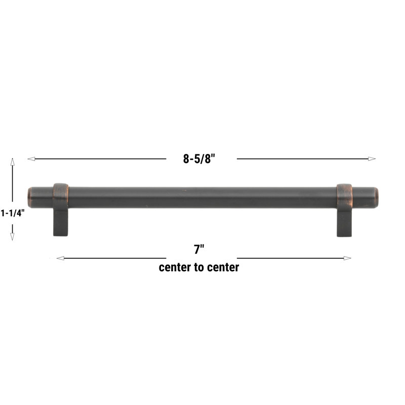 GlideRite Solid Bar Pull, 7", 1, Oil Rubbed Bronze