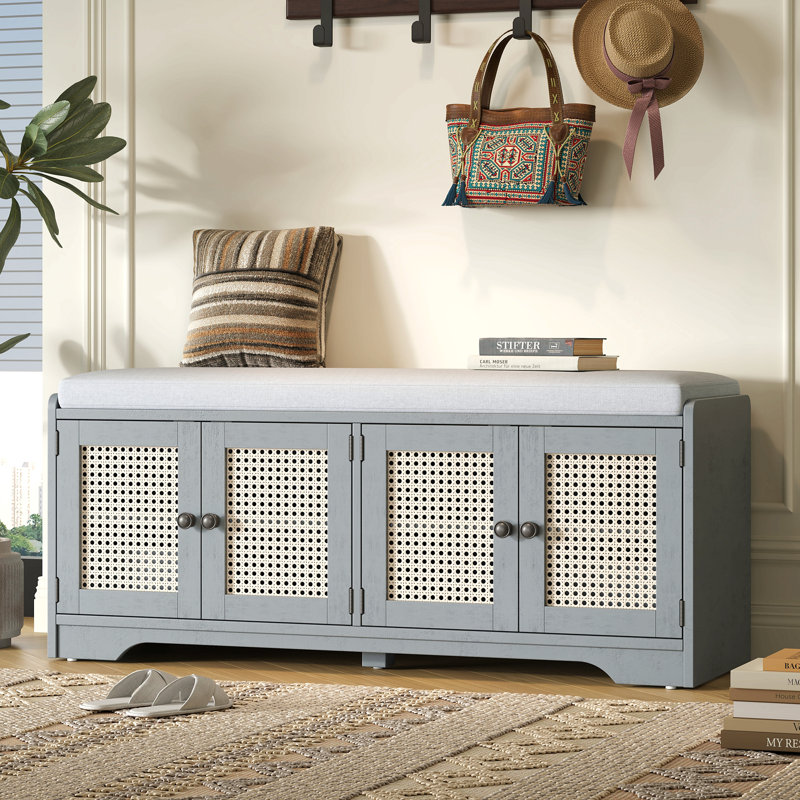 Banc de rangement Rustic, Gris délavé