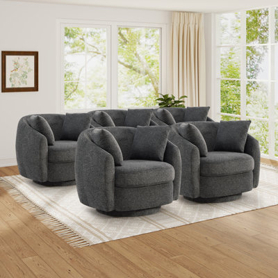Fauteuil d'appoint pivotant moderne de 38 po de large avec rangement sous le siège et 2 coussins amovibles (ensemble de 5)