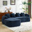 Canapé confortable en forme de L bleu foncé, tissu chenille robuste pour les salons modernes