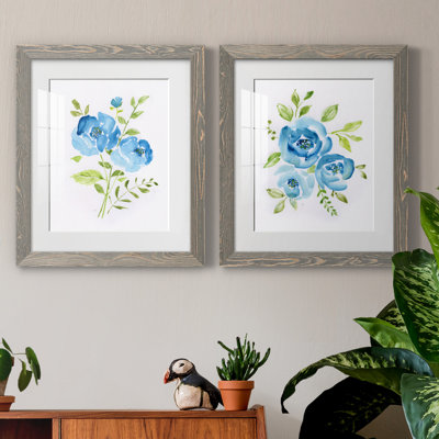 " Blue Morning Bouquet I " 2 Piece Art Print