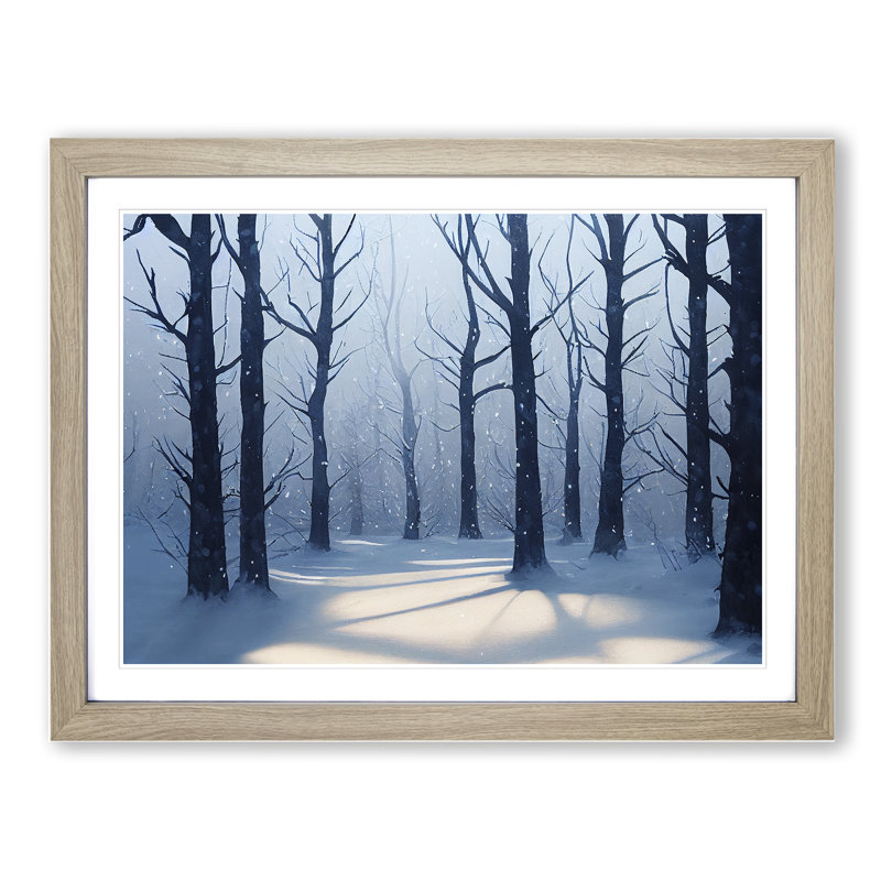 XH1022-10210X Winter Forest Snow Vol.3 - Single Picture Frame Print, 46cm H x 64cm W x 2cm D, Oak