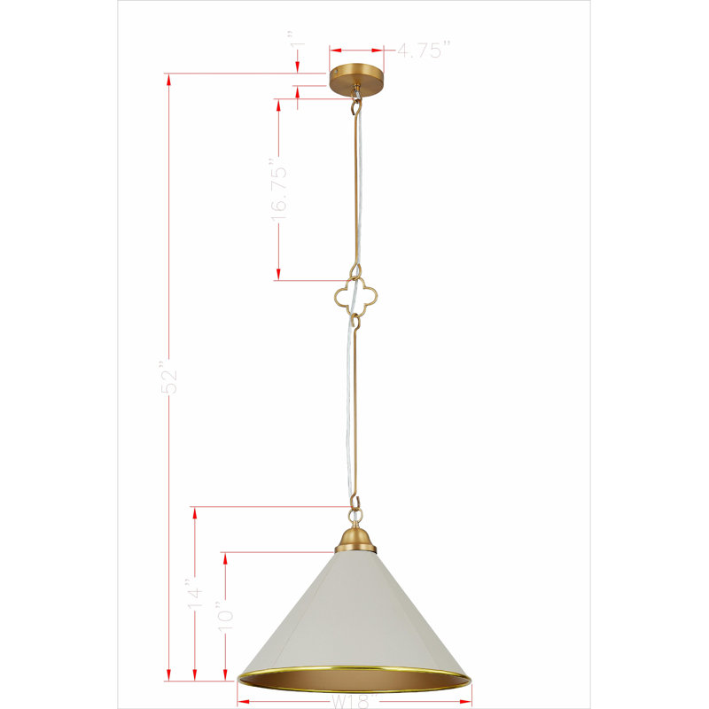 Luminaire suspendu en métal doré Serena, abat-jour gris