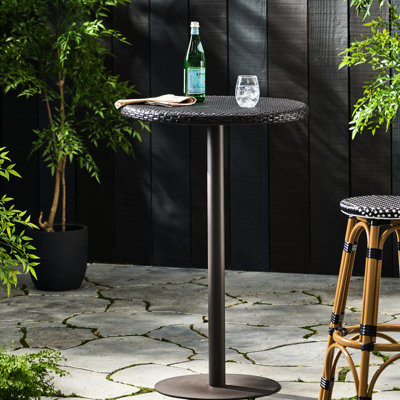Table de bar 26 po ronde en PE, avec système de support en fer robuste, fabriquée à la main pour la table de loisirs en plein air