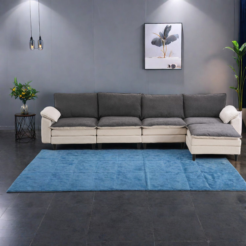 Canapé modulaire spacieux en forme de L en forme de L 129,92 pouces