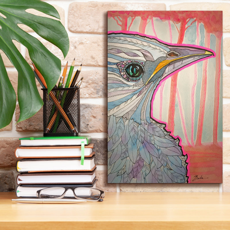 «Blue Bird And Red Trees» par Bebe Keith, art mural épique Graffiti, 12 po x 18 po