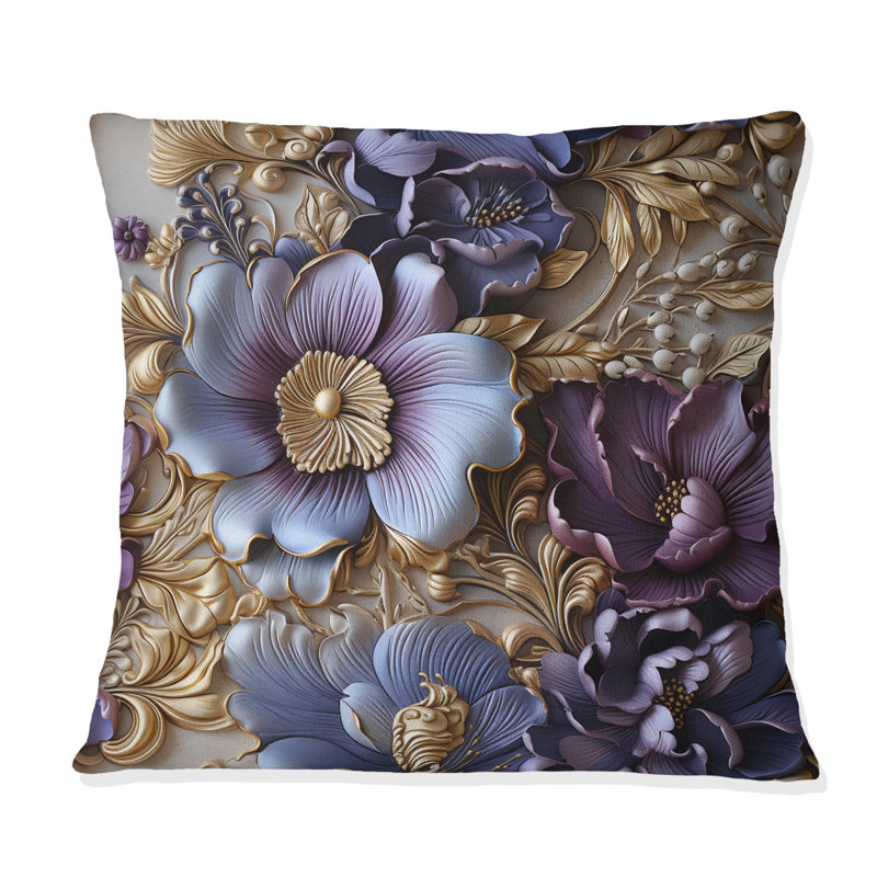 Coussin décoratif royal et mauve et royal, H 16 po x l 16 po