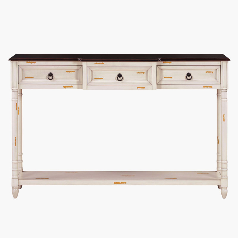 Lizabeth Console Table Sofa Table with Drawers for Entryway,Entry table,Hallway table,Hoyer table, Beige/Espresso