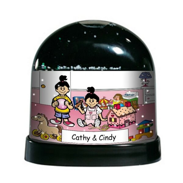 The Holiday Aisle® NTT Cartoon Caricature Sisters Room Snow Globe | Wayfair