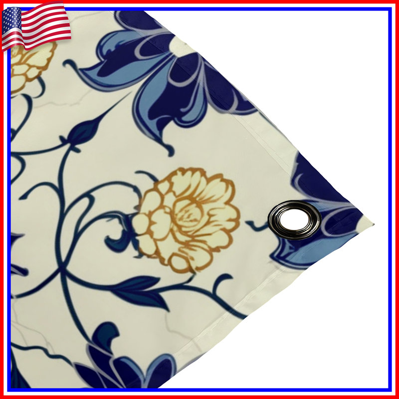 Tapisserie murale motif floral, H 50 po x l 60 po avec 4 œillets
