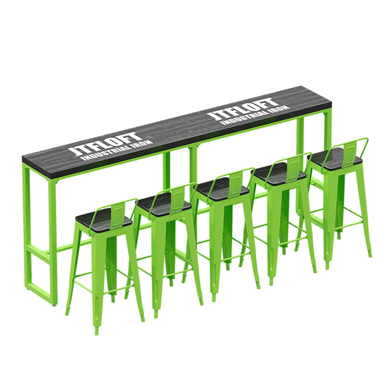 Ensemble de salle à manger rectangulaire de style industriel en bois massif avec table et chaises l 15,8 po, 6