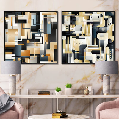 Metropolitan Neutral Colour Geometric - Abstract Shapes Square Collage Set Of 2