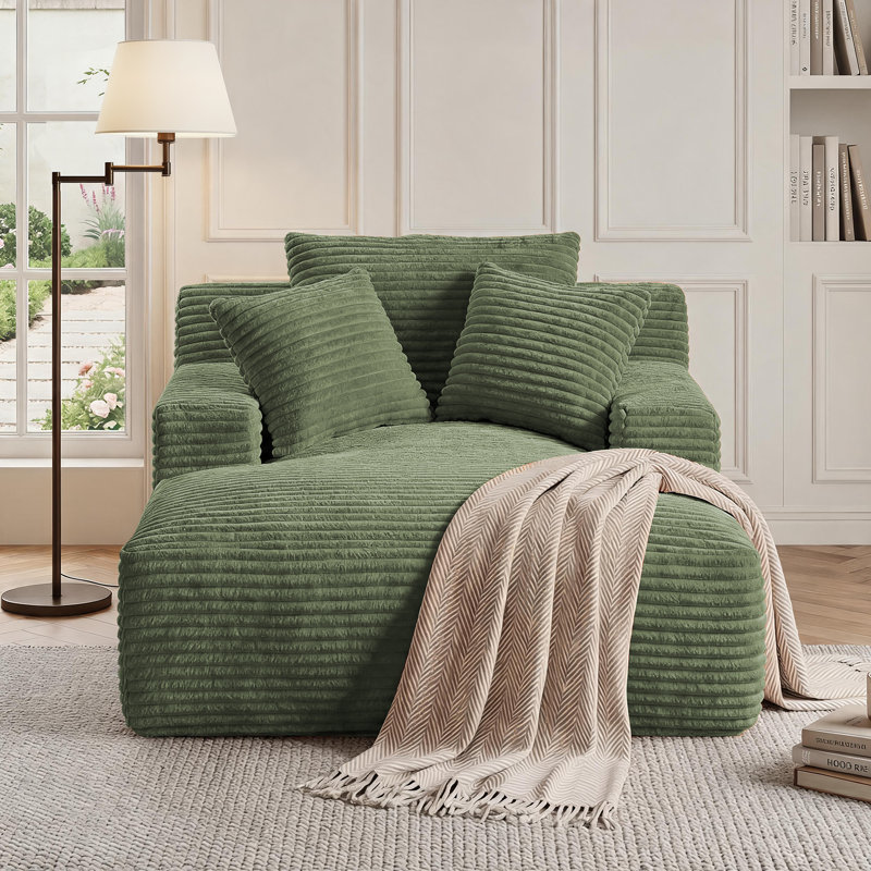 Latitude Run® No Assembly Required 64''D Corduroy Indoor Chaise Lounge Chair Upholstered Modern Glauser Oversized Compression Sleeper Sofa In A Box