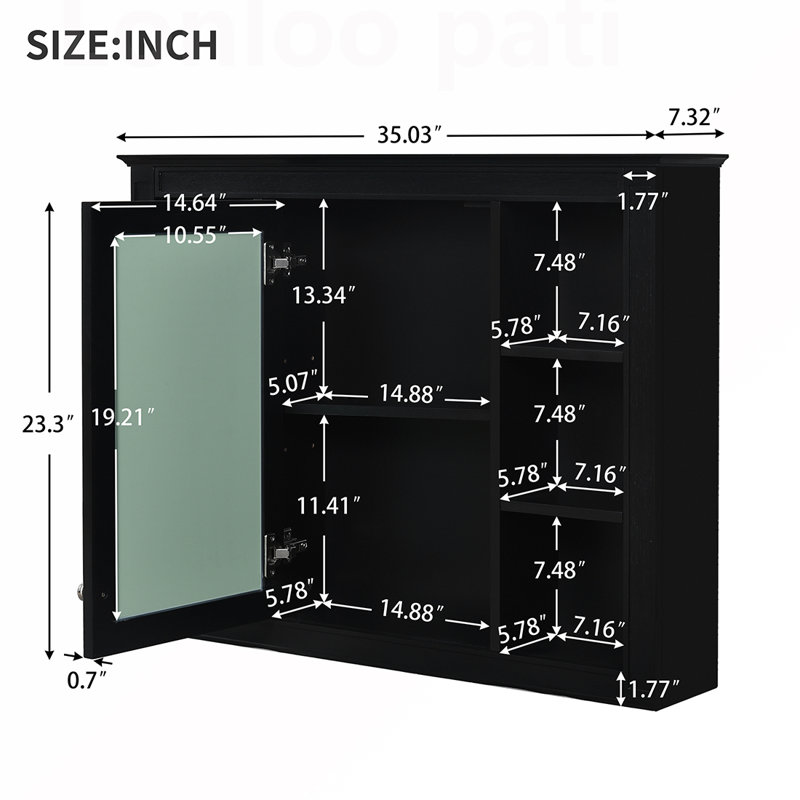 Armoire d'appoint Retha, Noir, noir, noir, noir, H 27,63 po x l 35,03 po x P 7,32 po
