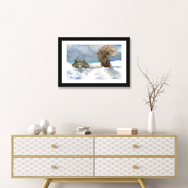 " In A Flurry " by Kim Haskins, 16" H x 24" W x 1" D, Black Framed Fine Art Paper