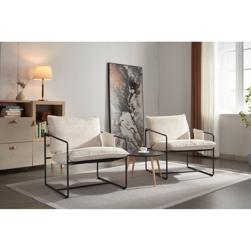 Fauteuil club en velours de 34,64 po de largeur Jathaniel, Velours beige, Noir