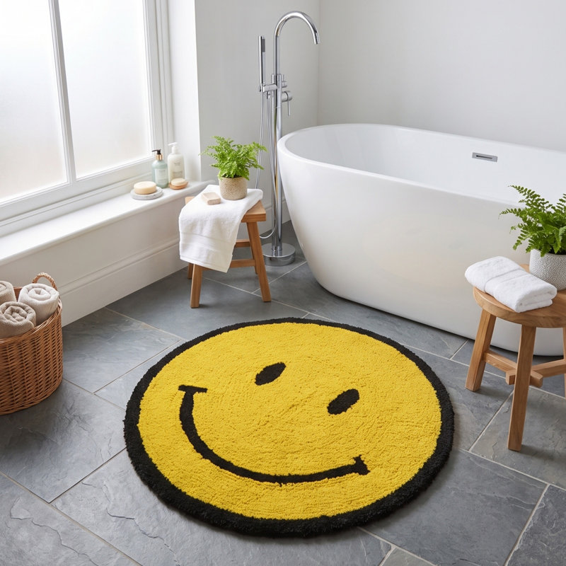 Creager Smiley Face Round Bath Mat