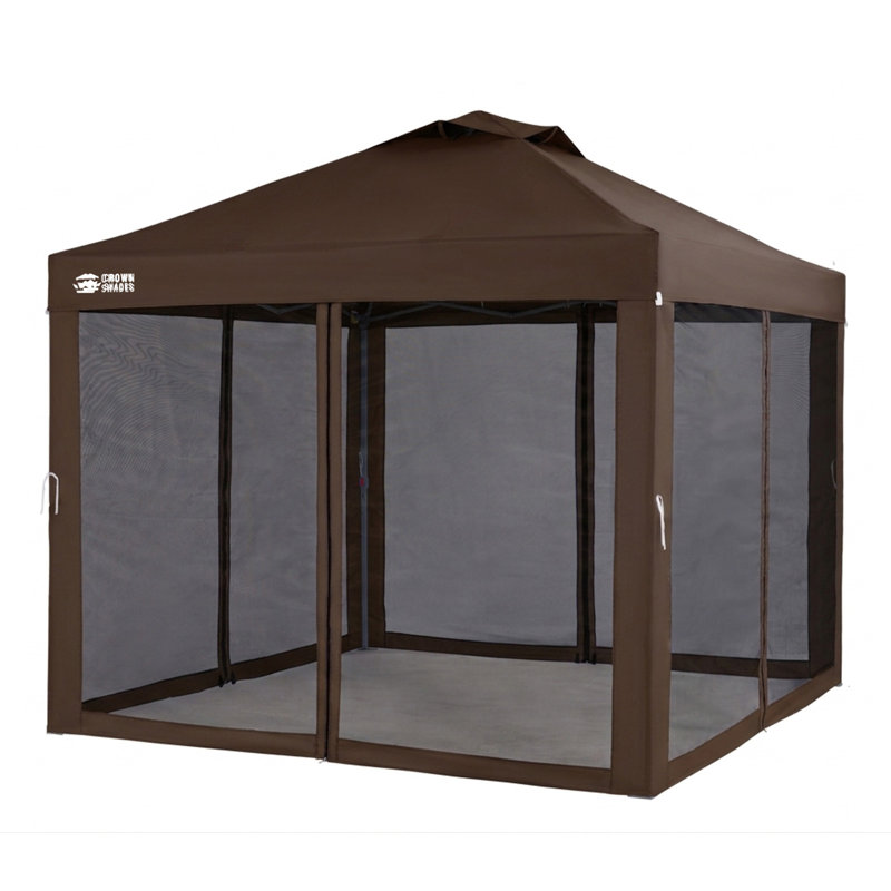 10 Ft. W x 10 Ft. D Metal Patio Gazebo for Backyard with Wheeled Storage Bag Coffee, Coffee