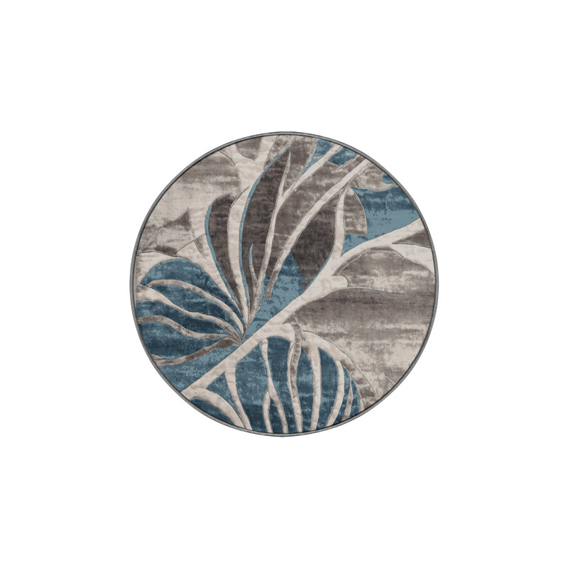 Tapis gris soyeux et moelleux, Rond 4 pi