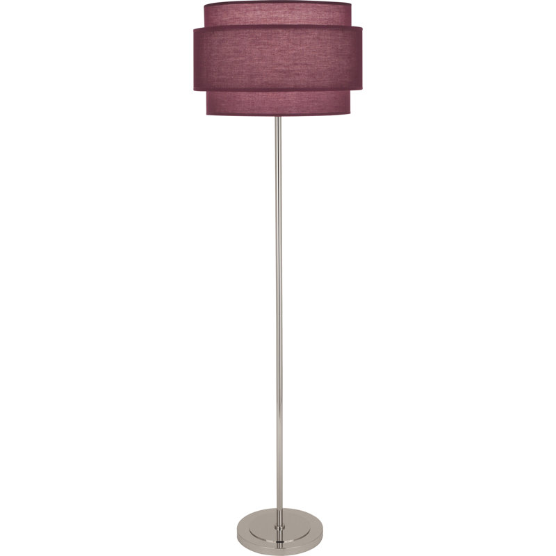 Decker Floor Lamp, Polished Nickel, Vintage Wine