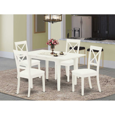 5-Piece Buttermilk and Cherry Solid Wood Top - Dining Room Set - Seats-4