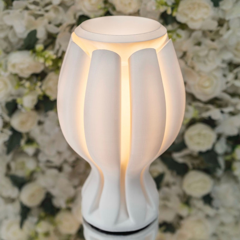 Lampe de table à DEL à intensité variable 13 "à DEL en forme de plante tropicale Flower, Blanc