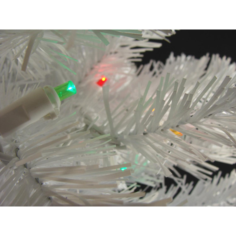 Arbre de Noël artificiel pin blanc moyen enneigé 2 pi - lumières DEL multicolores, H 2 pi