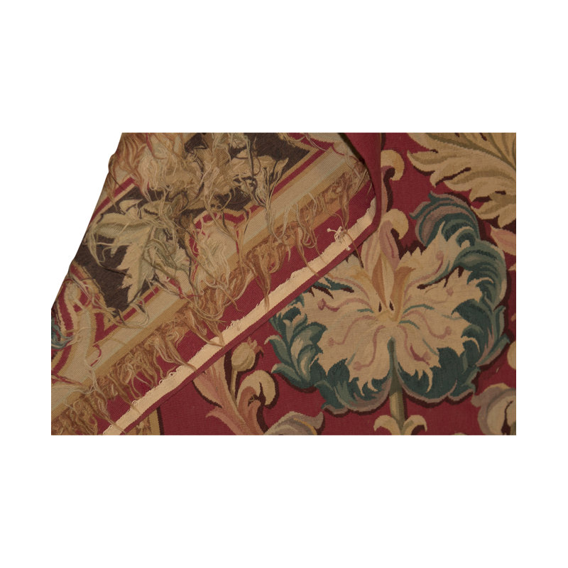 Hand-Knotted Aubusson High-Quality Red/Beige/Blue Area Rug