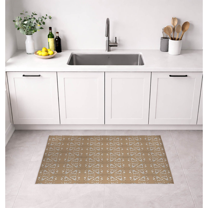 Mira Low Profile Kitchen Mat, Natural, Rectangle 5' x 7'